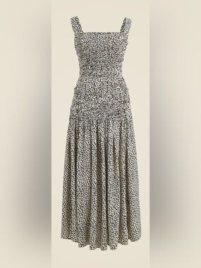 I.Crew Smocked Midi Dress in Spot Print